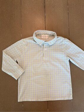 Cecil And Lou Toddler Boys’ Long-Sleeve Pastel Blue Plaid Polo Shirt • Size 4T